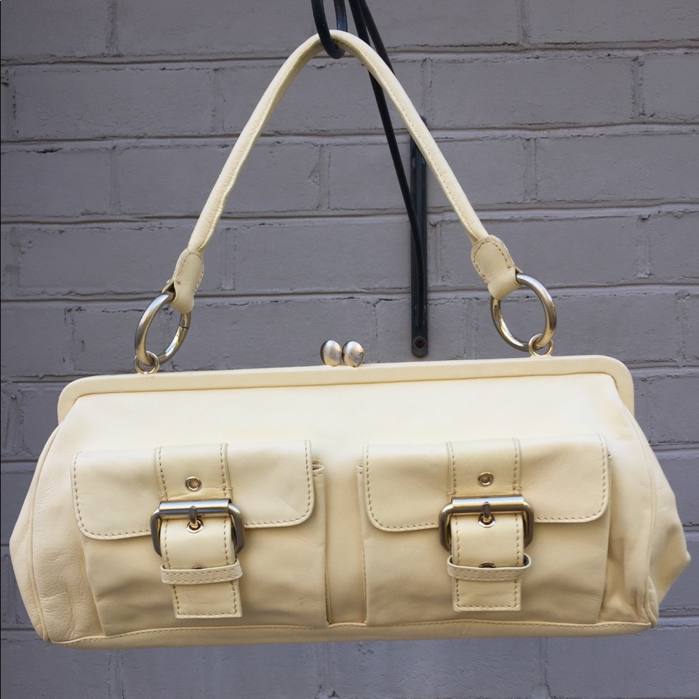 EUC Nicole Miller Collection pale yellow handbag